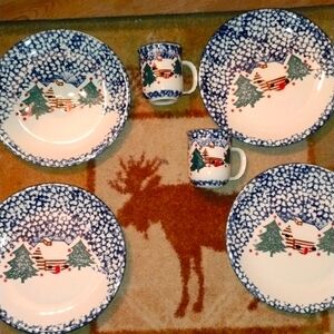 🌲 CABIN IN THE SNOW  Dinner Plate FOLKCRAFT  TIENSHAN  VNPLC ❄️